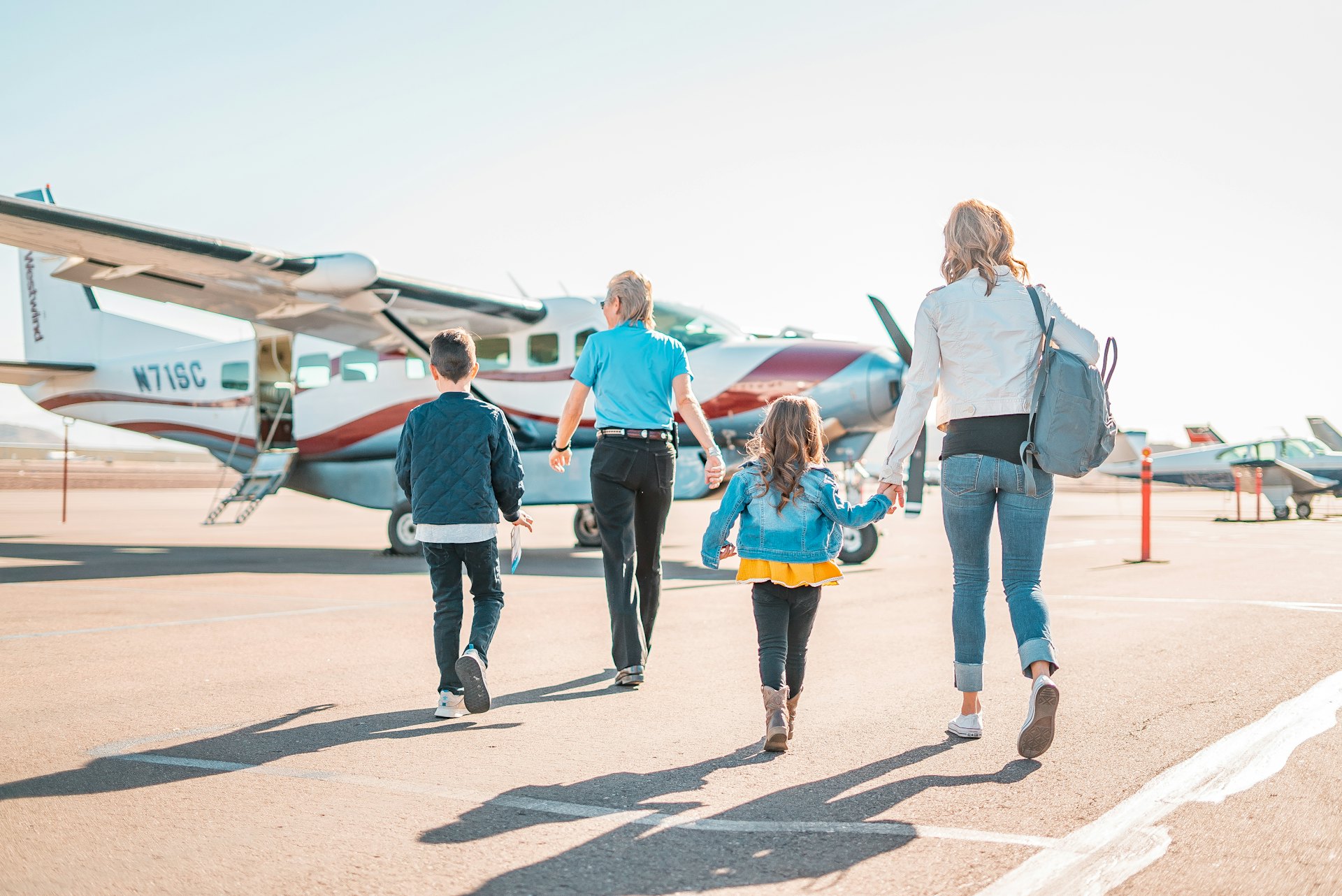 A family arriving at the airport in Brazil